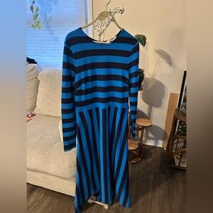 Boden Blue Stripe Jersey Max Dress Long Sleeve Wrap Style 10R Quirky Stretch